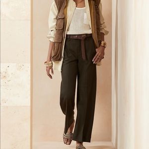 Banana Republic Wide-Leg Wool-Blend Pant 16S NWT Olive Green